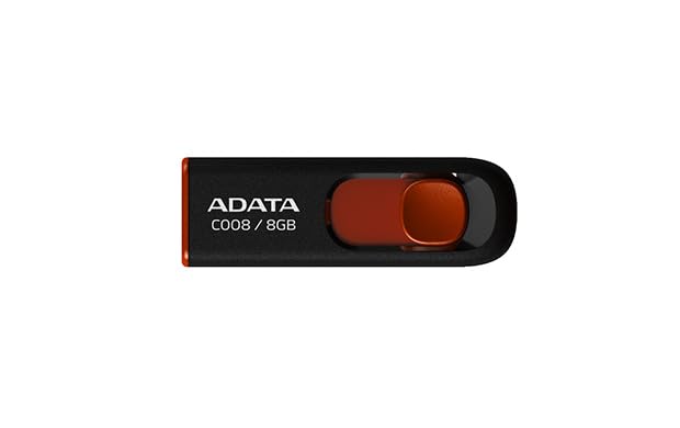 A Data Technology C008 16Gb Usb 2.0 Retractable Capless Flash Drive, Black/ Red (Ac008 16G Rkd)